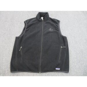 Patagonia Synchilla Vest Mens 2XL Black Fleece Full Zip JP Morgan Logo Outdoor